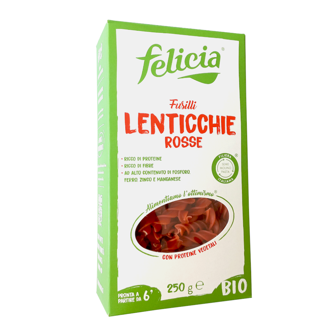 Felicia Fusilli di Lenticchie Rosse 250g – GlutenFreeShop