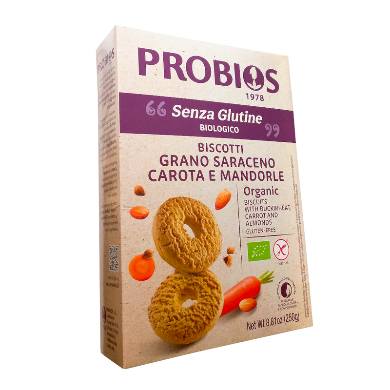 Probios Altri Cereali  Biscotti G. Saraceno, Carote & Mandorle 250G